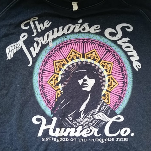 Spell designs XS turquoise stone hunter sloppy joe pullover sweater - Picture 4 of 12